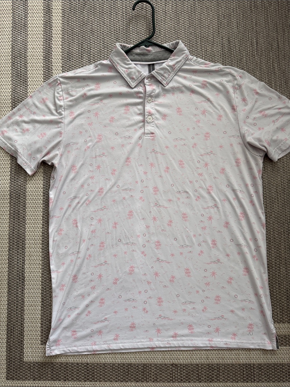 Men's Anderson Ord White Polo with Pink Tropical Motif